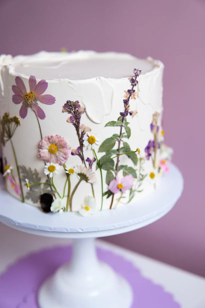 Floral Symphony cake with edible flowers